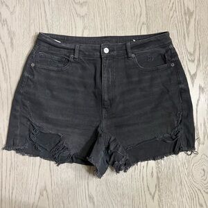 Black Distressed Denim Shorts